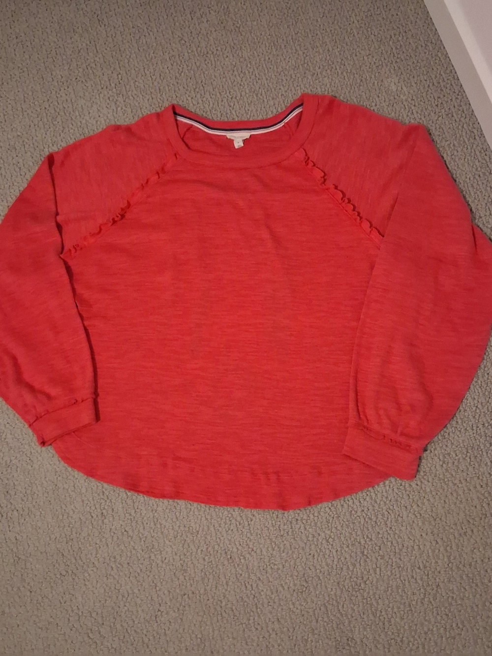 Anthropology Pilcro Coral Ruffle-Trim Dianan Raglan Sweater
